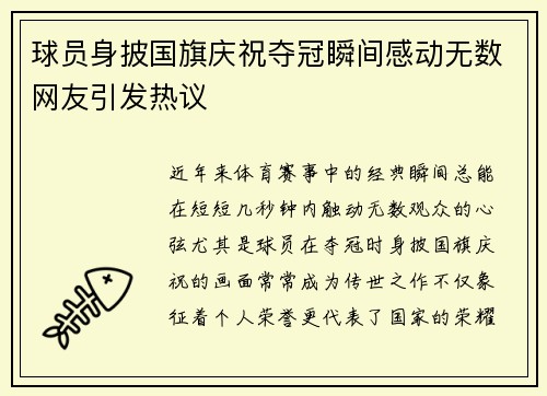 球员身披国旗庆祝夺冠瞬间感动无数网友引发热议